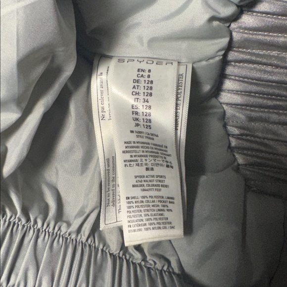 Spyder Girls Lola Insulated Ski or Snow Jacket Silver - Picture 13 of 13